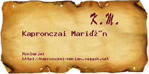 Kapronczai Marián névjegykártya