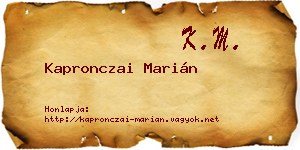 Kapronczai Marián névjegykártya